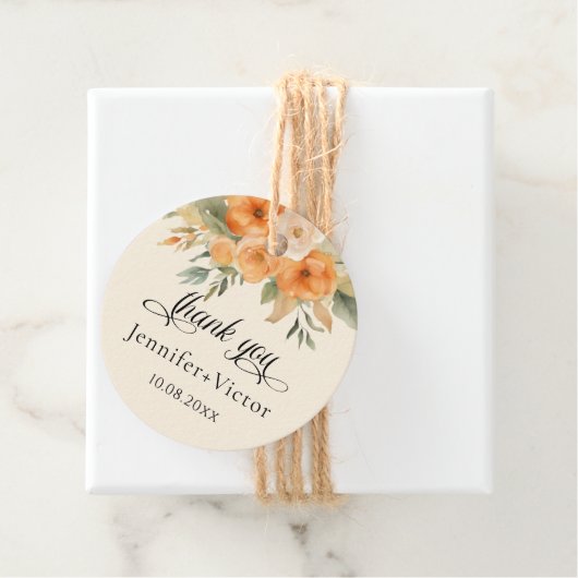 Étiquettes Cadeau Merci de Mariage d'aquarelle florale rustique (En situation)