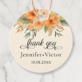 Étiquettes Cadeau Merci de Mariage d'aquarelle florale rustique (Devant)