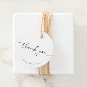 Étiquettes Cadeau Merci de Mariage de calligraphie minimaliste blanc