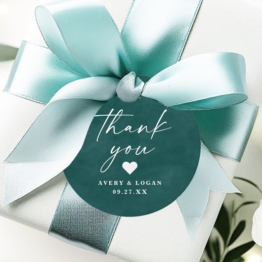 Étiquettes Cadeau Merci de Mariage de couleur Turquoise modifiable