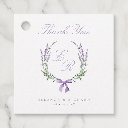 Étiquettes Cadeau Merci de Mariage de courroie et de monogramme de l (Devant)