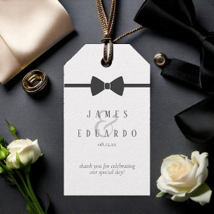 Étiquettes-cadeau Merci de Mariage de Cravate noir sur mesure ID1090