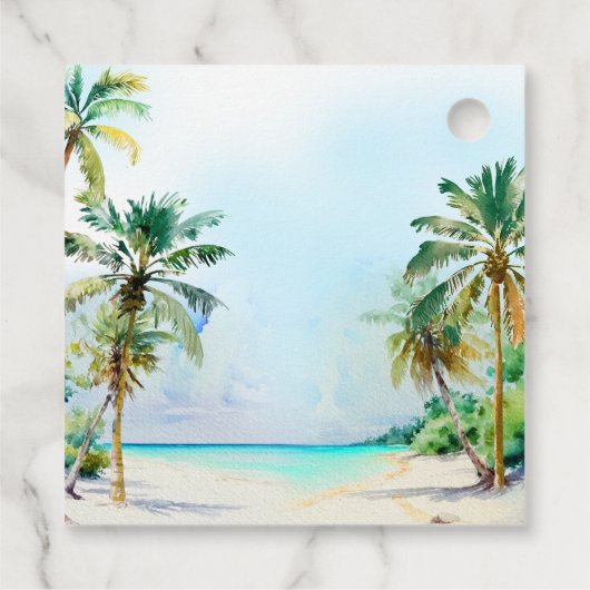 Étiquettes Cadeau Merci de mariage de destination de plage tropicale (Dos)