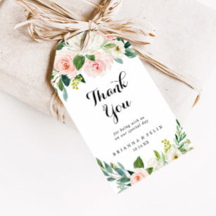 Étiquettes-cadeau Merci de Mariage de feuillage vert floral simple