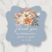 Étiquettes Cadeau Merci de Mariage de pêche bleu poussiéreux (Dos)