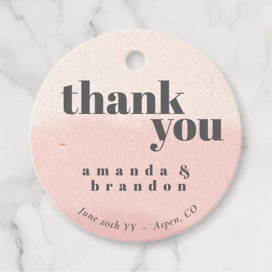 Étiquettes Cadeau Merci de Mariage de script en gras à flush minimal (Devant)