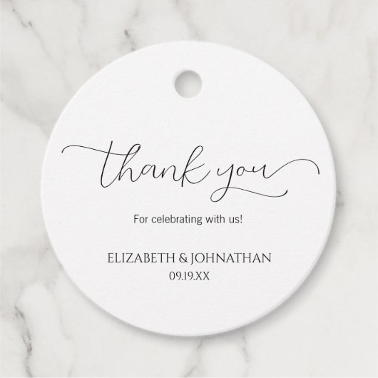 Étiquettes Cadeau Merci de Mariage de script minimal simple (Devant)