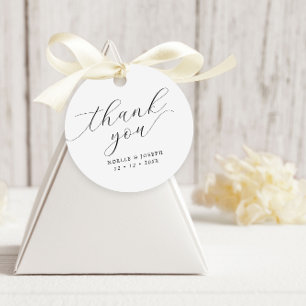 Étiquettes Cadeau Merci de Mariage de script minimaliste