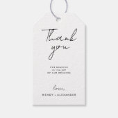 Étiquettes-cadeau Merci de Mariage de script moderne blanc (Devant)