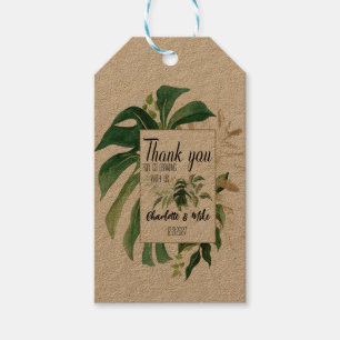 Étiquettes-cadeau Merci de Mariage en feuille de Monstera Tropical P