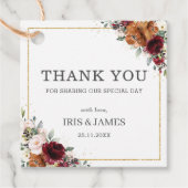 Étiquettes Cadeau Merci de Mariage floral de Bourgogne (Devant)