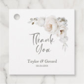 Étiquettes Cadeau Merci de Mariage Floral d'hiver blanc (Devant)