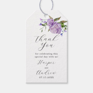 Étiquettes-cadeau Merci de Mariage floral pourpre