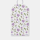 Étiquettes-cadeau Merci de Mariage floral pourpre (Dos)