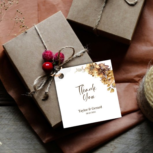 Étiquettes Cadeau Merci de Mariage floral rustique