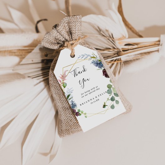 Étiquettes-cadeau Merci de Mariage géométrique de Bourgogne