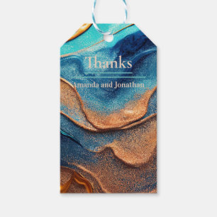 Étiquettes-cadeau Merci de Mariage orange bleu brillant personnalisé