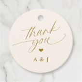 Étiquettes Cadeau Merci de Mariage romantique Gold et Ivory Cream (Devant)