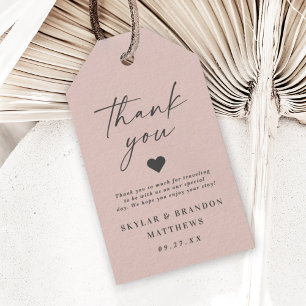 Étiquettes-cadeau Merci de Mariage rose pâle clair simple