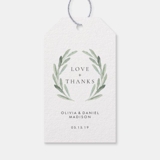 Étiquettes-cadeau Merci de mariage rustique et verdoyant (Dos)