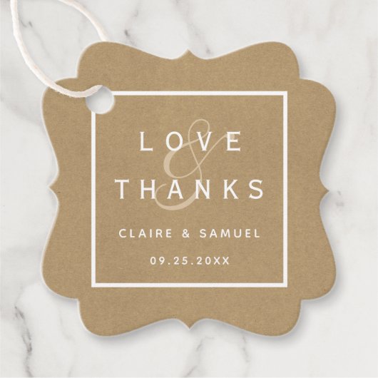 Étiquettes Cadeau Merci de Mariage simple Faux Rustique Kraft (Devant)