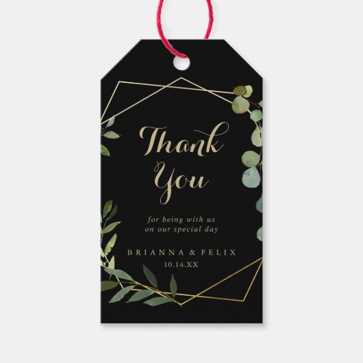 Étiquettes-cadeau Merci de Mariage vert rouge géométrique (Devant)