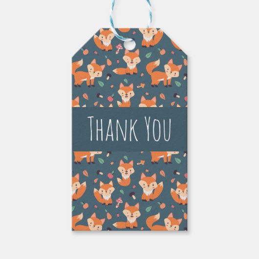 Étiquettes-cadeau Merci de Motif Orange Fox (Devant)
