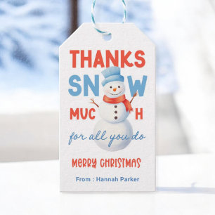 Étiquettes-cadeau Merci de neige beaucoup