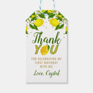 Étiquettes-cadeau Merci de Parties scintillant or citron vert doux