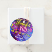 Étiquettes Cadeau Merci de patinage à roulettes rose Retro Neon (En situation)