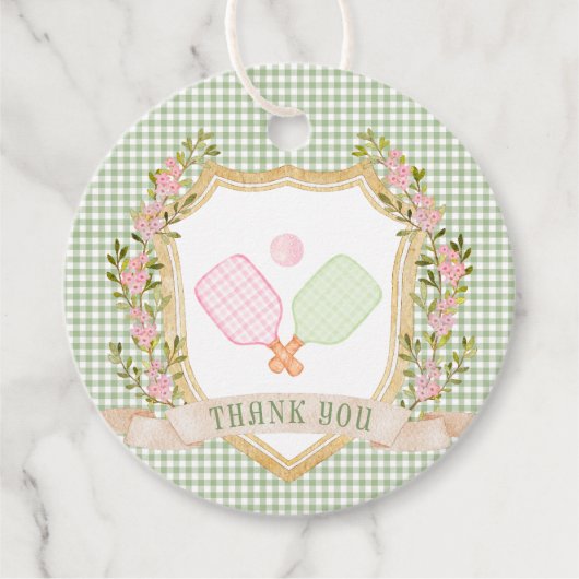 Étiquettes Cadeau Merci de Pickleball Preppy (Devant)