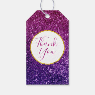 Étiquettes-cadeau Merci de pierres étincelantes rose et violet
