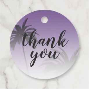 Étiquettes Cadeau Merci de plage violet Tropical Palm Tree Mariage