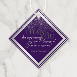 Étiquettes Cadeau Merci de pluie moderne violet et Parties scintilla