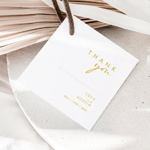 Étiquettes Cadeau Merci de police or minimaliste moderne Favoriser l