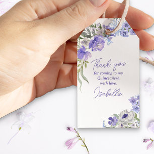 Étiquettes-cadeau Merci de Quinceanera Floral Violet