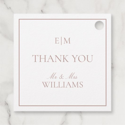 Étiquettes Cadeau Merci de  rose moderne Mariage de script (Dos)