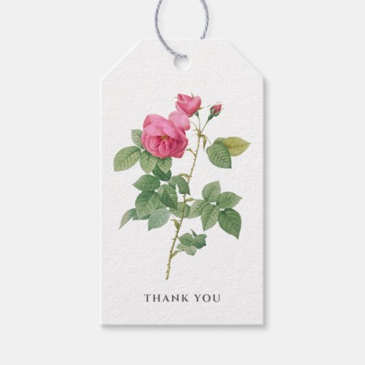 Étiquettes-cadeau Merci de rose rose vintage (Devant)