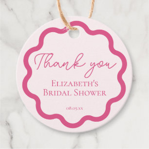 Étiquettes Cadeau Merci de script circulaire rose rose rétro