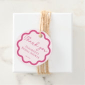 Étiquettes Cadeau Merci de script circulaire rose rose rétro (En situation)