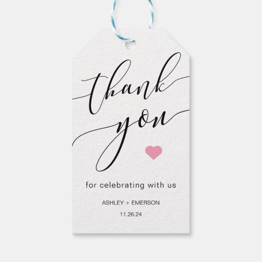Étiquettes-cadeau Merci de script de calligraphie rustique moderne (Dos)