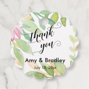 Étiquettes Cadeau Merci de script de fleurs roses Mariage personnali