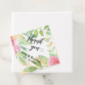 Étiquettes Cadeau Merci de script de fleurs roses Mariage personnali (En situation)