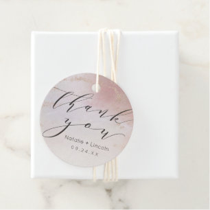 Étiquettes Cadeau Merci de script d'huile glacée rose Ombre