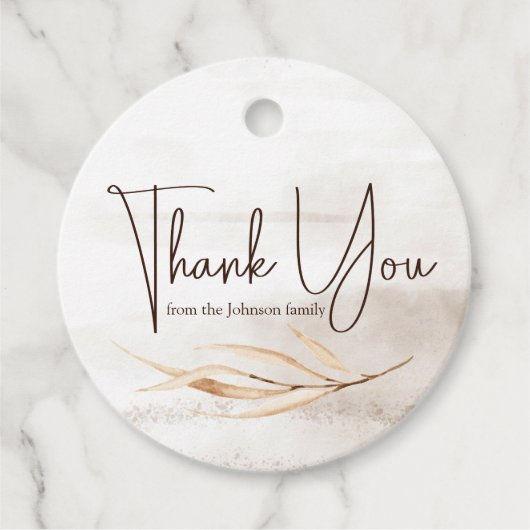 Étiquettes Cadeau Merci de script en marbre Boho (Devant)