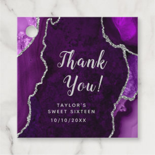 Étiquettes Cadeau Merci de Sweet sixteen d'agate violet et d'argent
