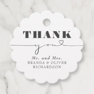 Étiquettes Cadeau Merci de texte du coeur mignon