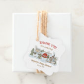 Étiquettes Cadeau Merci de vacances d'hiver de village neige pour ve (En situation)