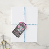 Étiquettes-cadeau Merci d'éléphant rose balise Fleurs rustiques (Avec de laficelle)