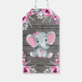 Étiquettes-cadeau Merci d'éléphant rose balise Fleurs rustiques (Dos)
